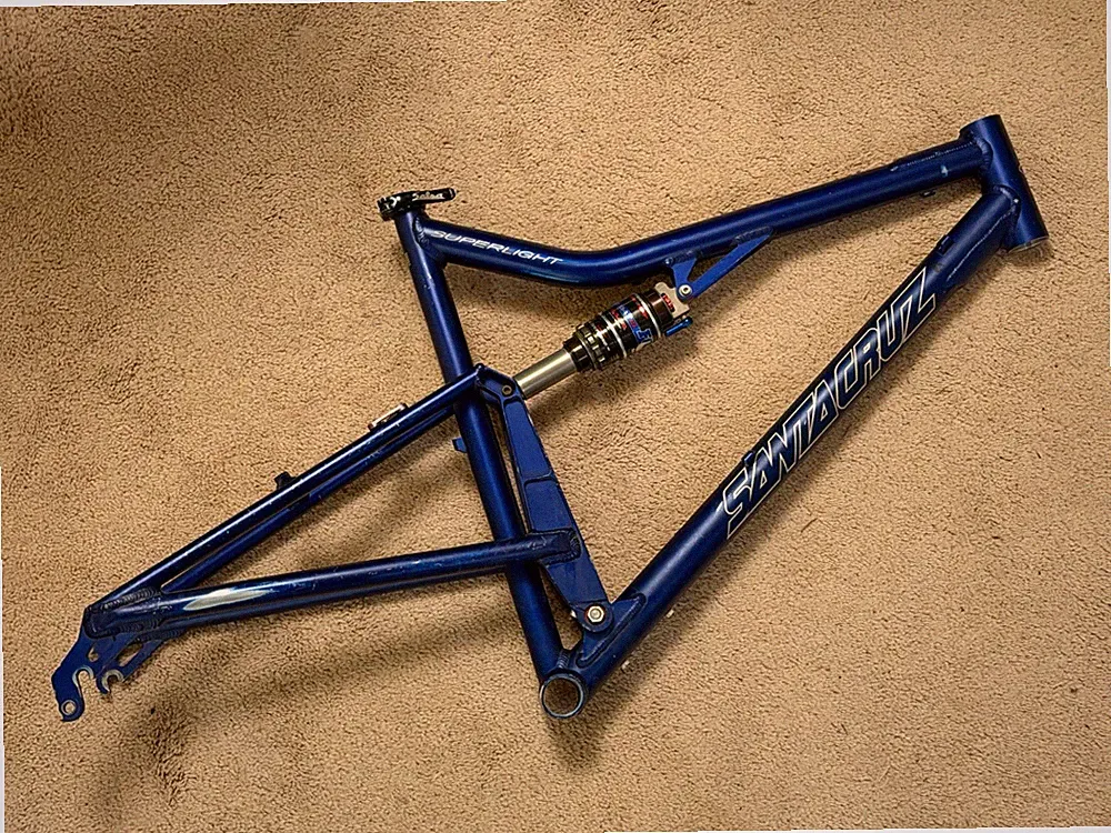 2003 Santa Cruz Superlight Frame Large 26” Fox Float Shock USA Made Blue