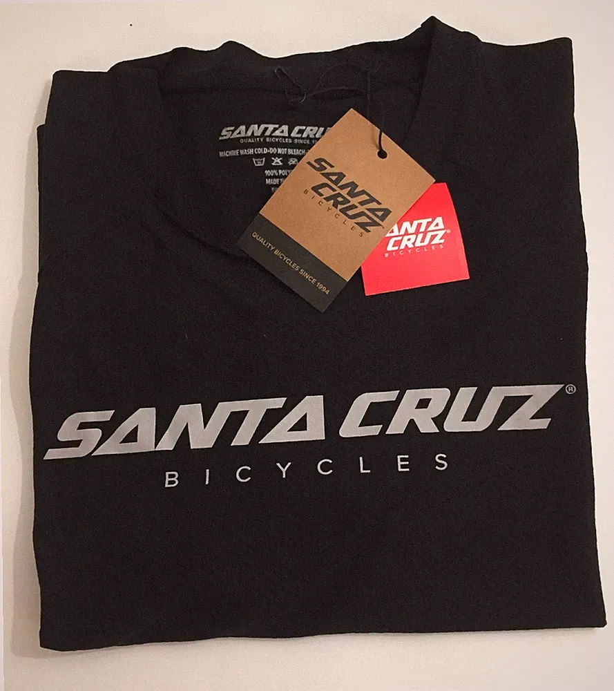 Santa Cruz Bicycles Black SS Short Sleeve Sport Tech Stacked Tee T Shirt