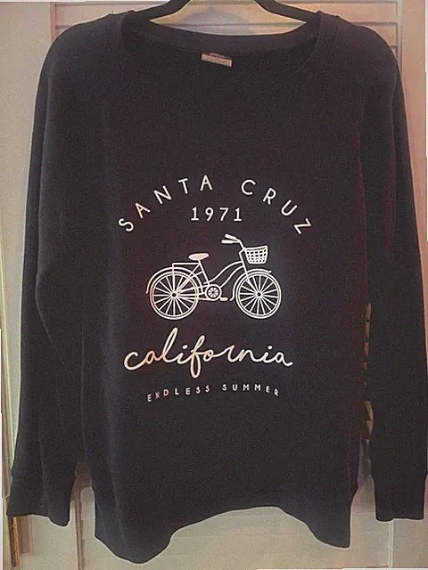 Santa Cruz California Endless Summer Sz M Sweatshirt Blue W White Bicycle Cute!