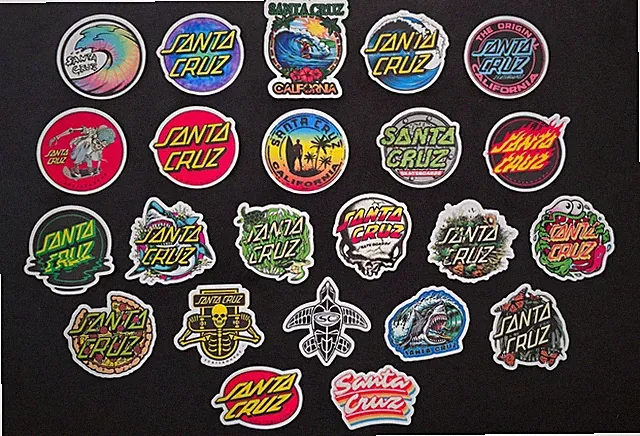 Santa Cruz Inspired Stickers Skateboard Surf Wave Beach California Vinyl Decals
