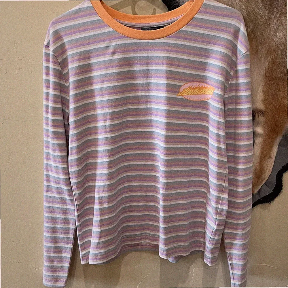 Santa Cruz Oval Flame Dot Orange & Multi Long Sleeve T-Shirt Small Skate BMX MTB