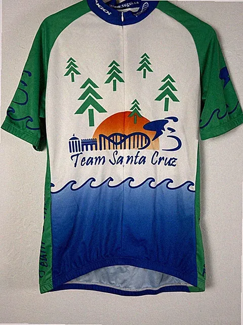 Sugoi Team Santa Cruz Cycling Jersey Large Unisex Short Sleeve Green Blue New