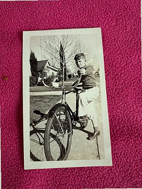 TRANSPORTATION vintage PHOTO boy BICYCLE bike STREET sidewalk SANTA CRUZ CA